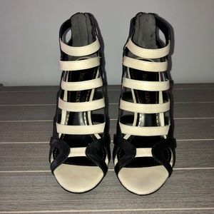 Enzo Angiolini Brien Heels Cream Black Leather 7.5